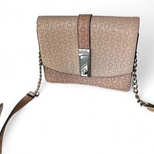 GUESS Beige Monogram Crossbody Bag